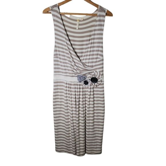 Anthropologie Perilla Striped Flower Detail Dress Size Medium - Picture 2 of 9